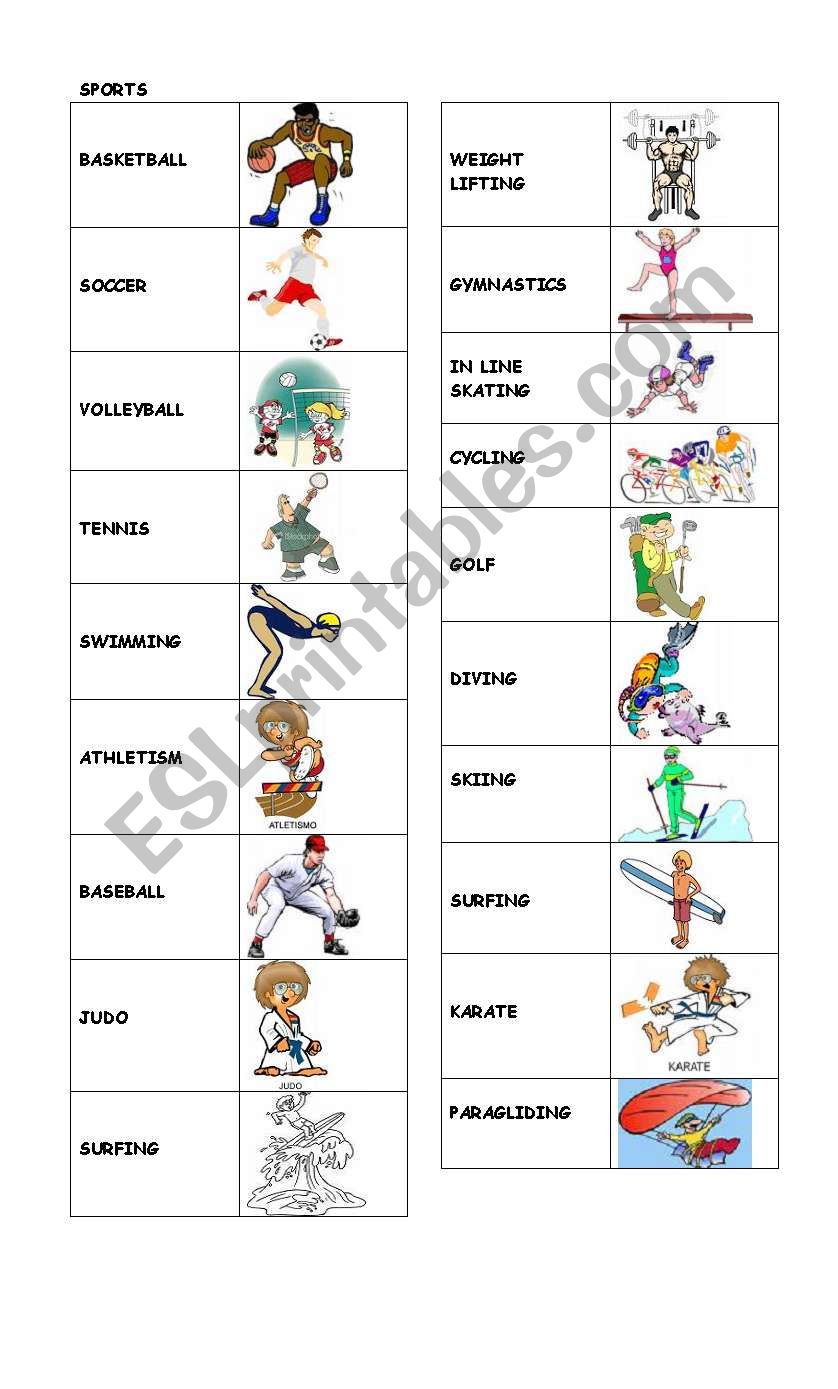 Sports Vocabulary Worksheet