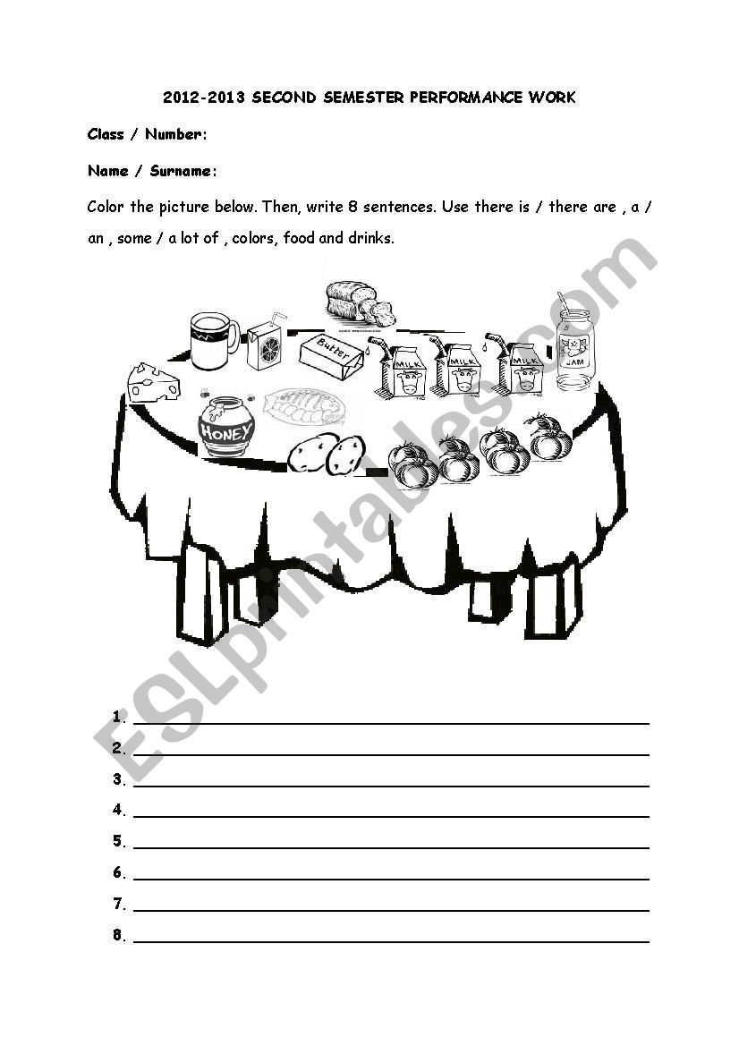 food and drinks2 worksheet