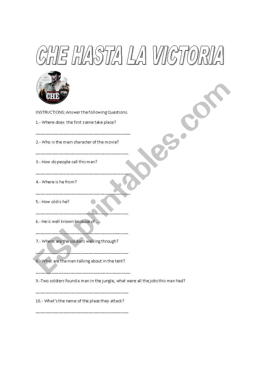 CHE HASTA LA VICTORIA worksheet