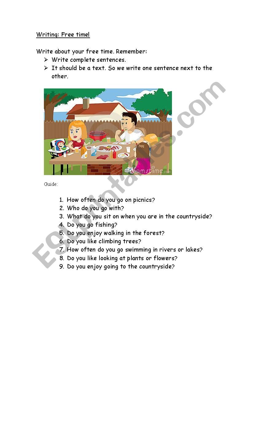 Writing Free Time ESL Worksheet By Titiroc