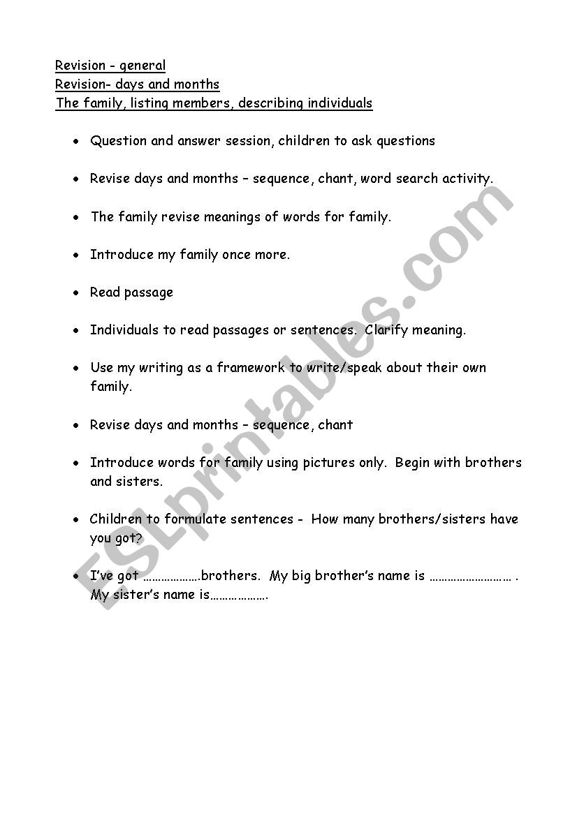 Family worksheet