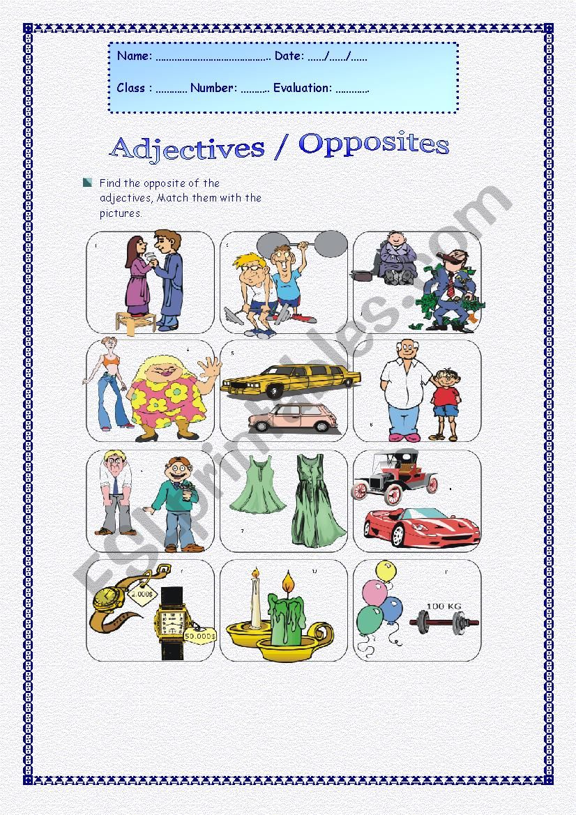 adjectives worksheet