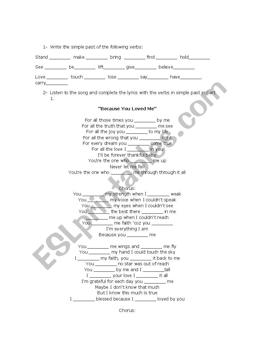 songs to practice pronunciation of regular verbs in simple past