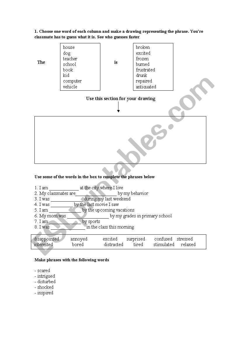 Past participle adjectives worksheet