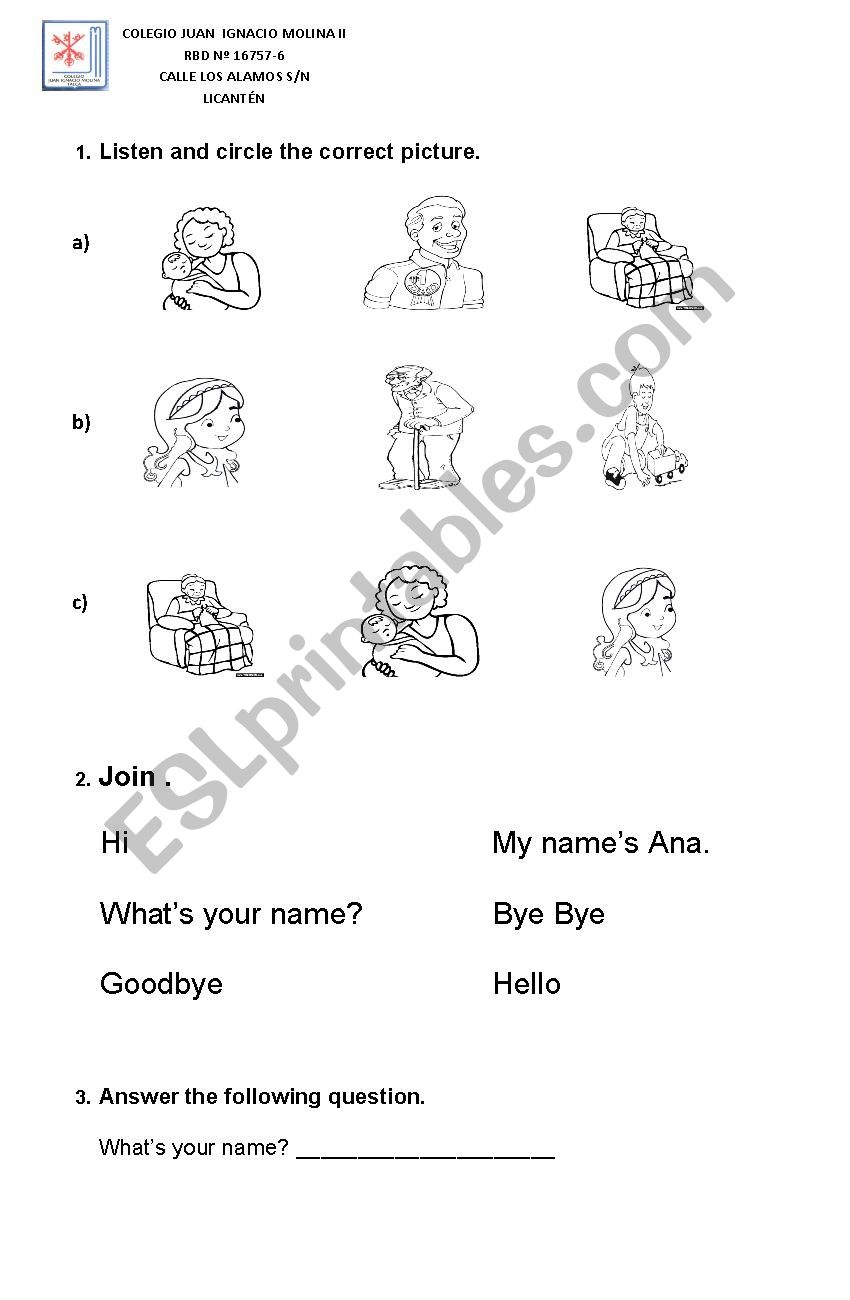 Family and Greetings worksheet