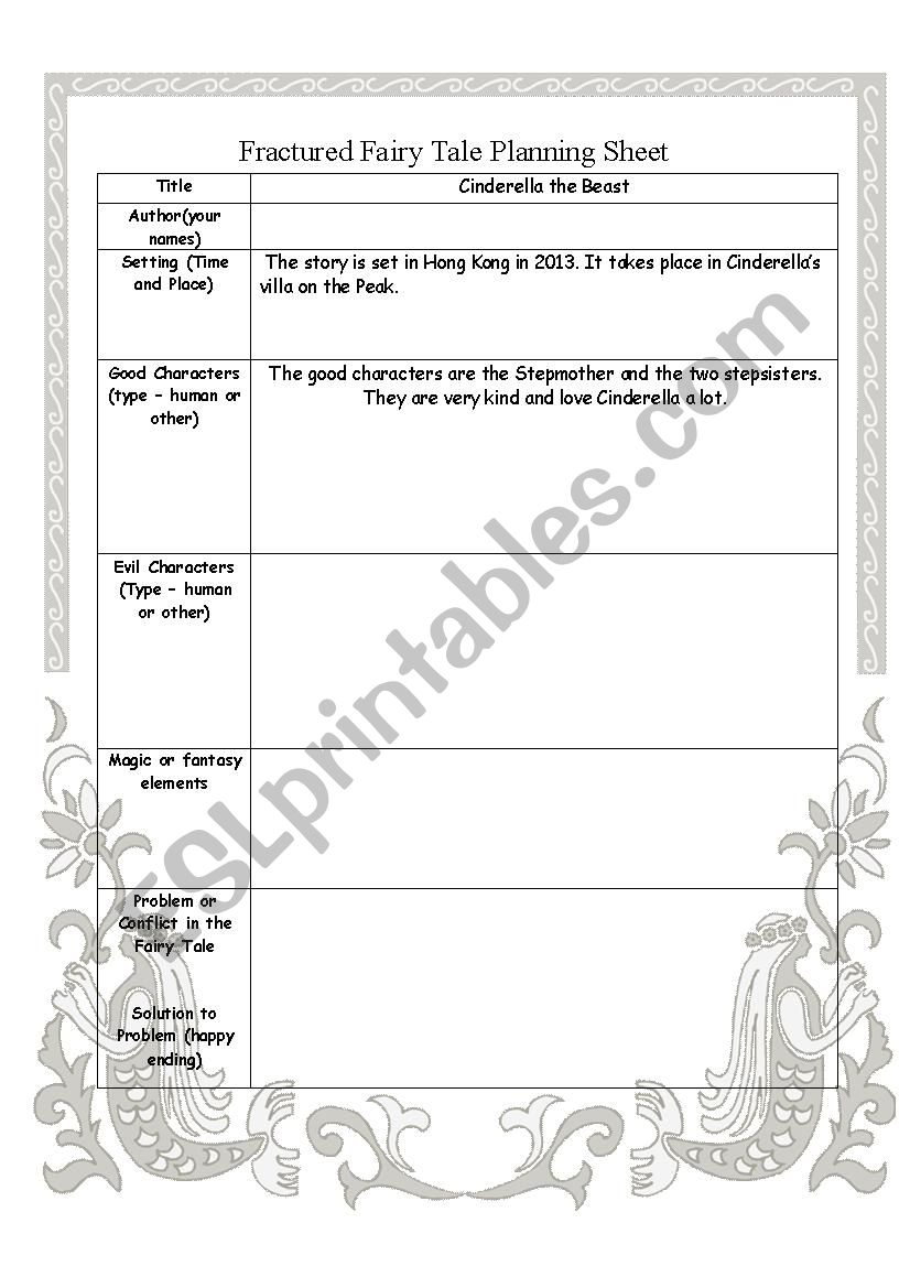 Fractured Fairy Tales Planning Sheet