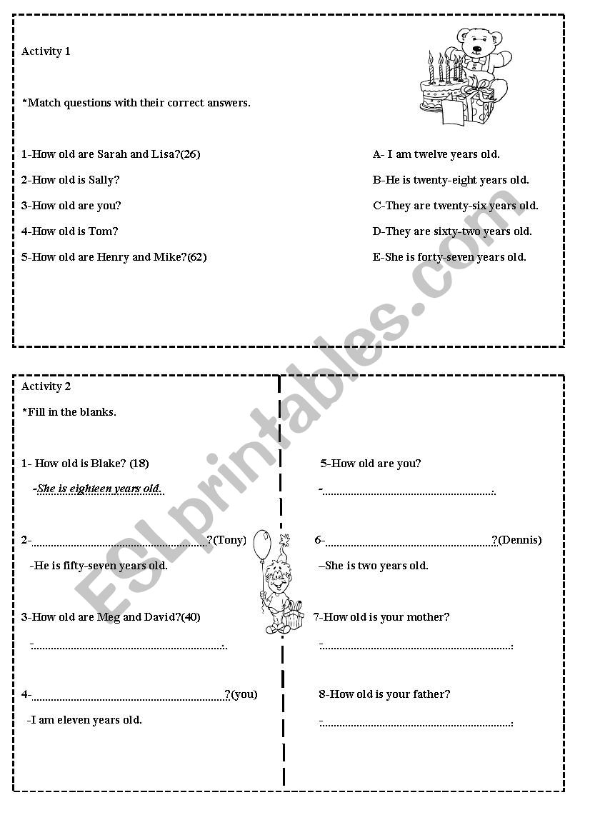 how old...? worksheet