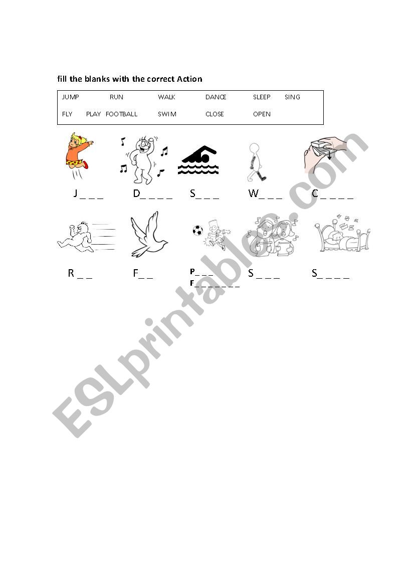 Actions worksheet