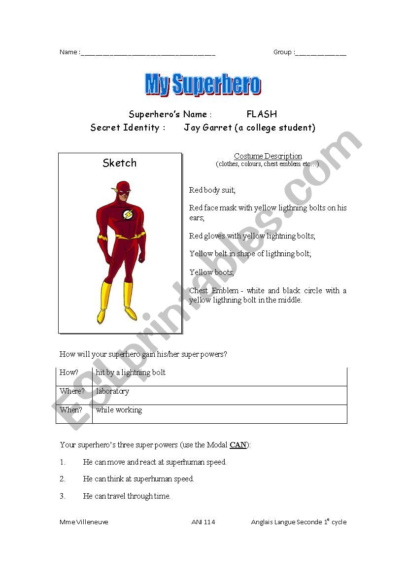 My Superhero worksheet