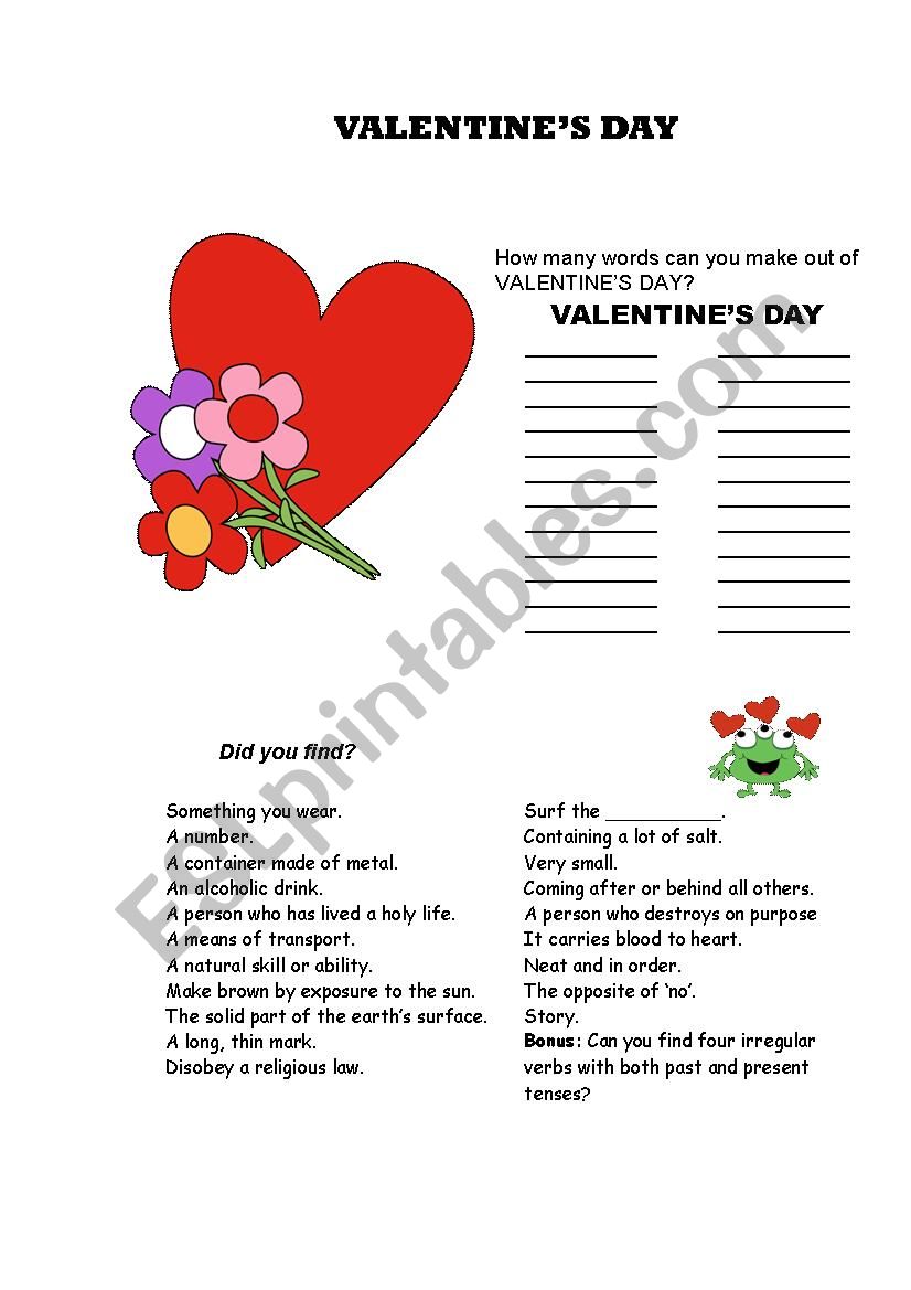 Valentines Day worksheet