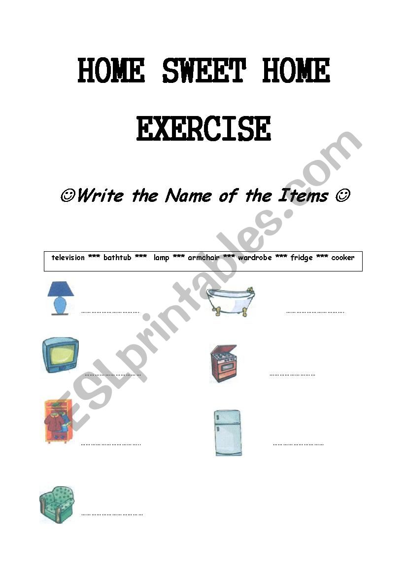 Home Sweet Home Exercise worksheet