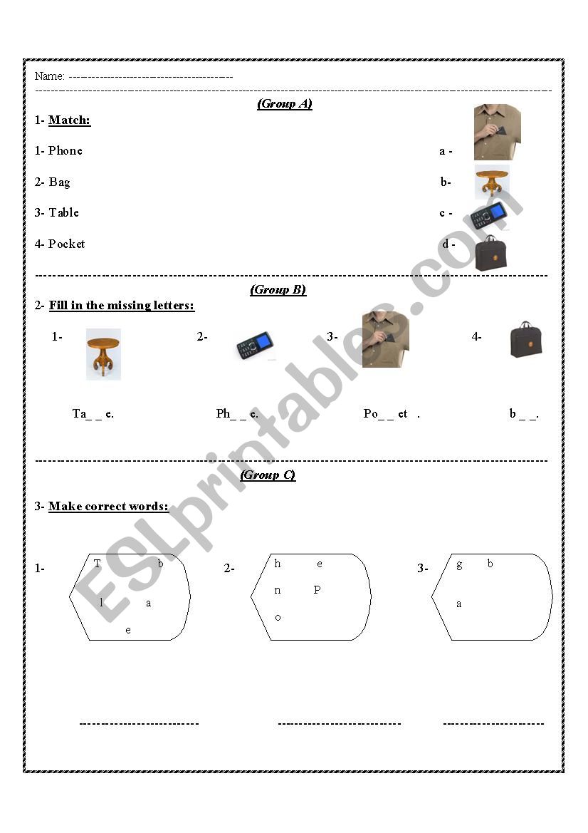 things at home worksheet