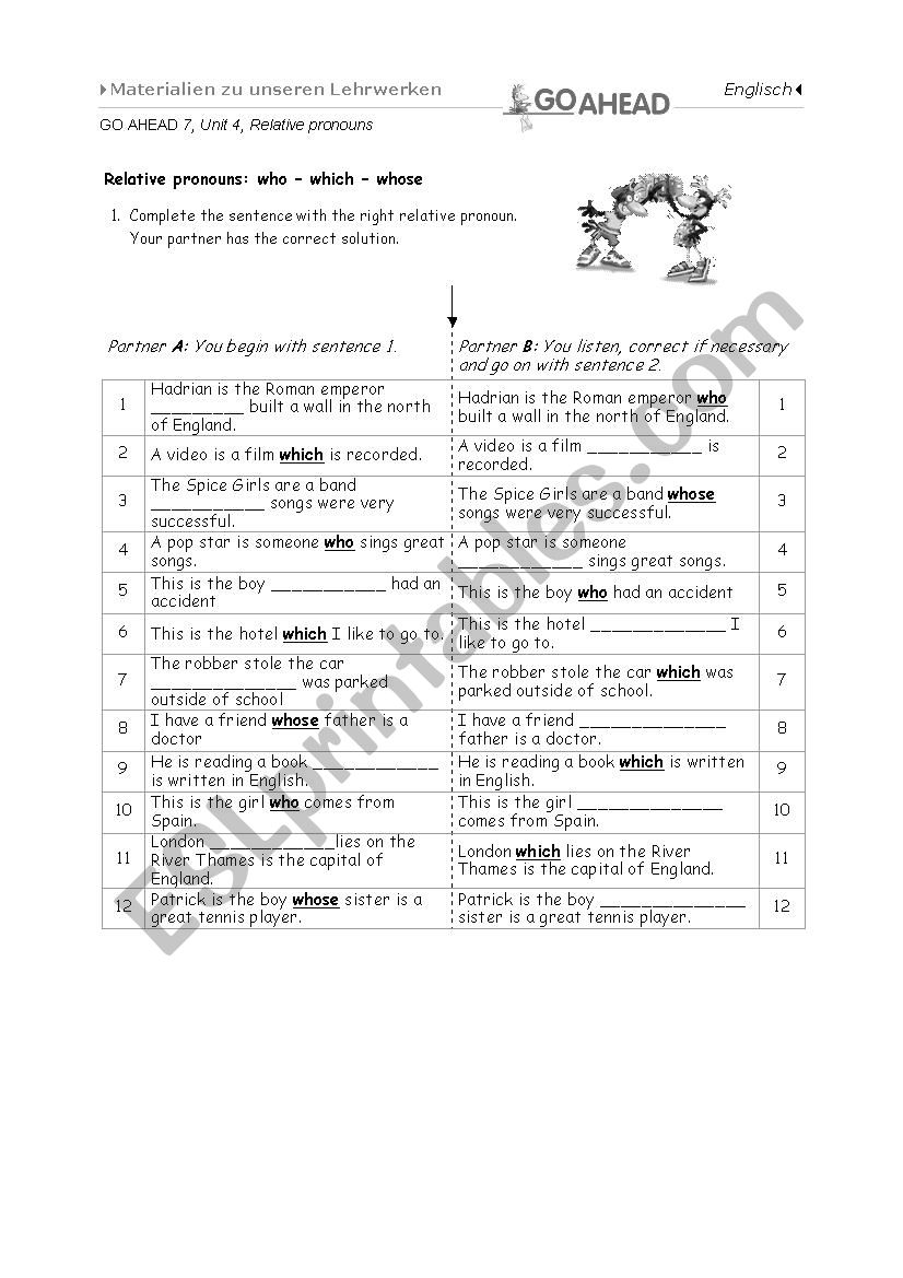 partner activity relative pronouns