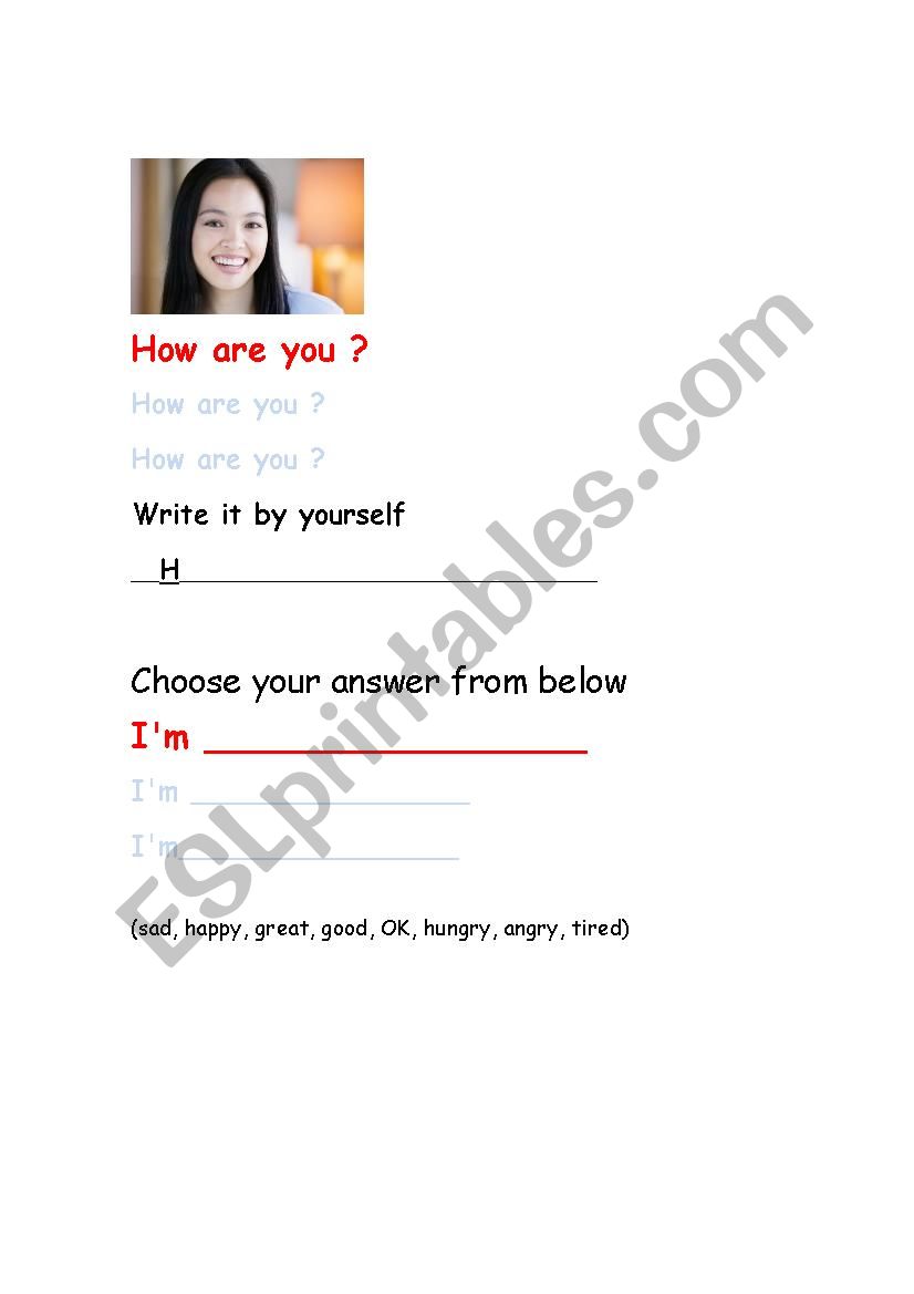 How are you ? Writing excercise