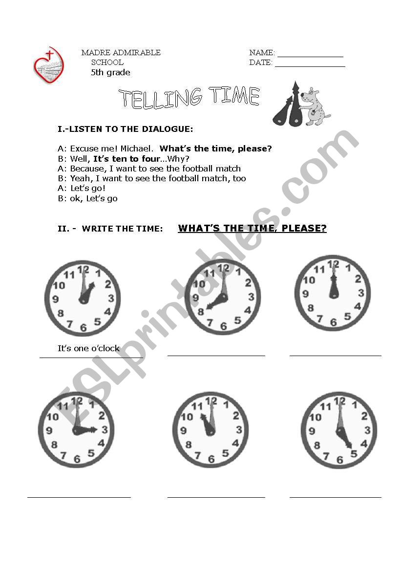 whats the time? worksheet