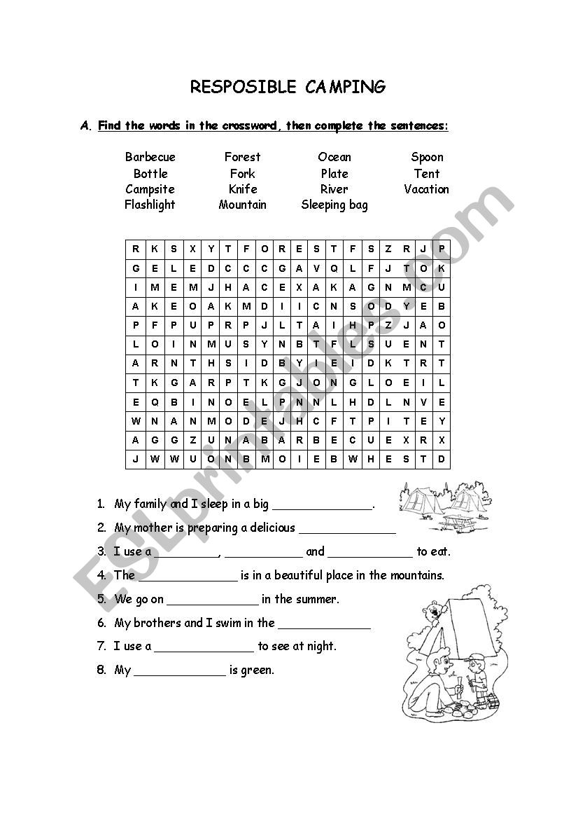 CAMPING worksheet