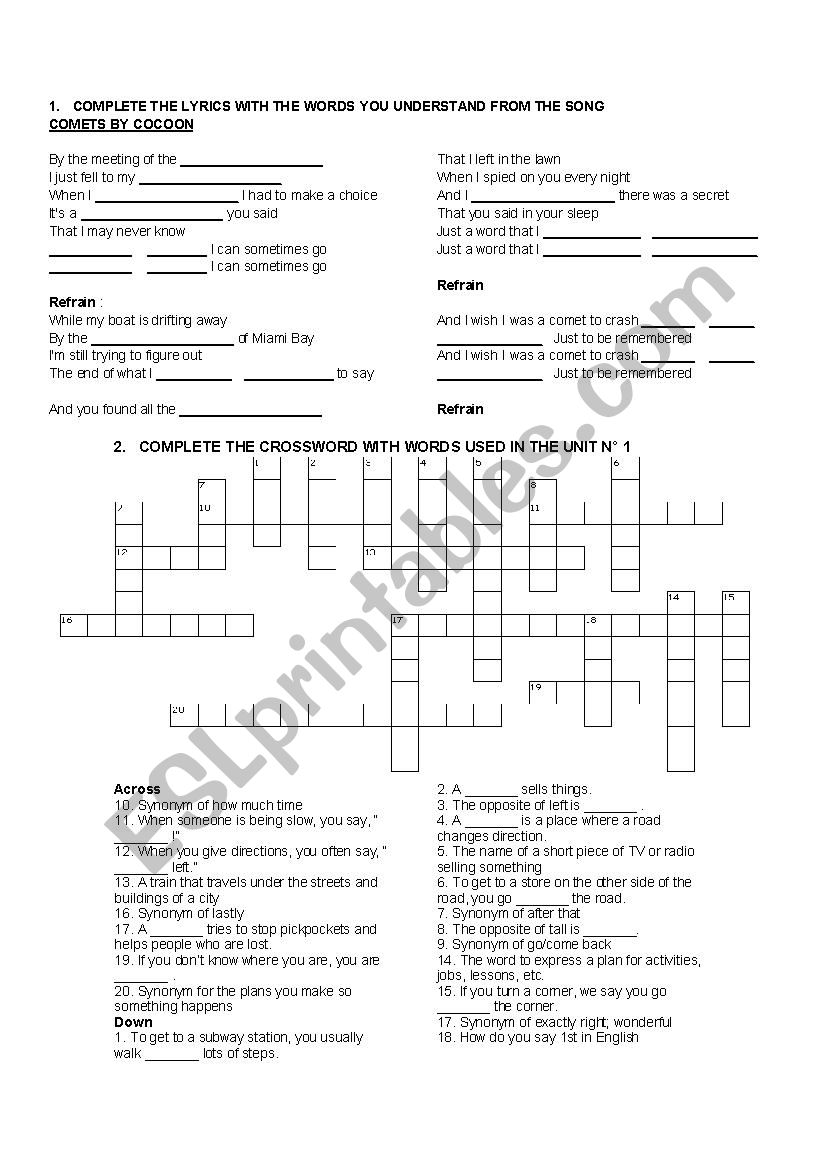 workshop worksheet