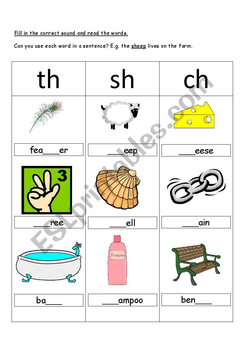 Sh Ch Th Worksheet Printable Word Searches