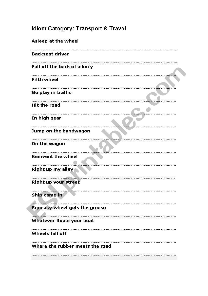 Idioms worksheet