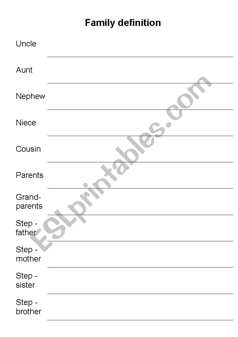 Family Tree worksheet