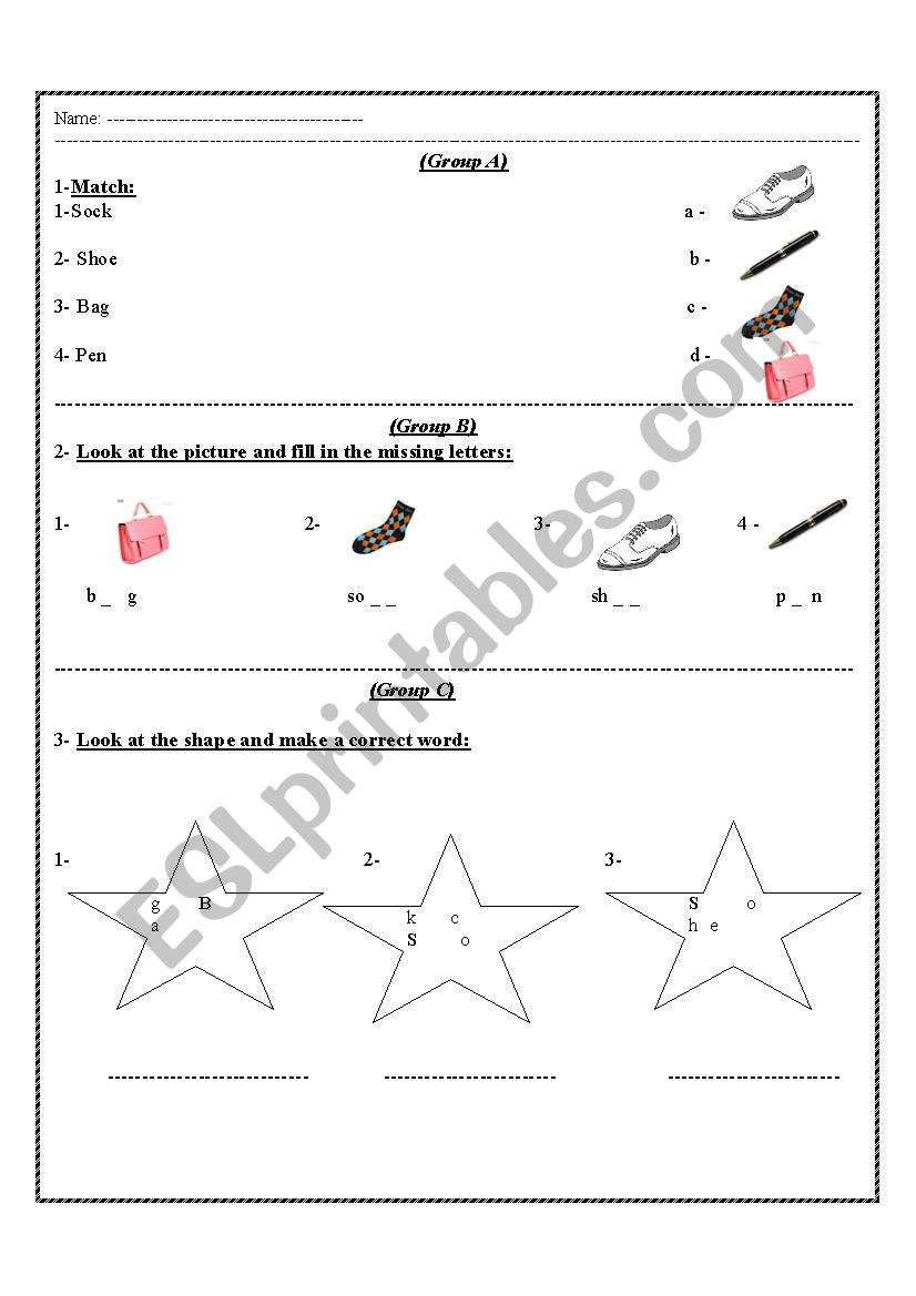 things at home worksheet