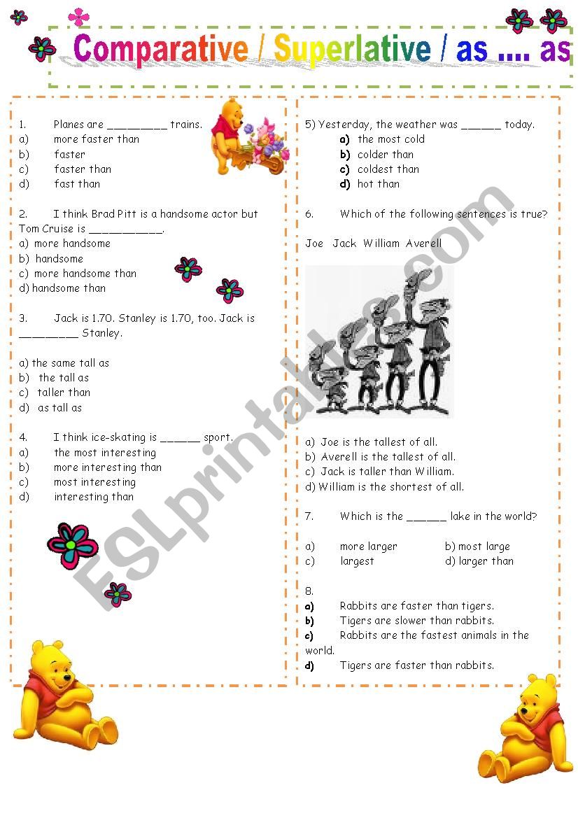 COMPARATIVE SUPERLATIVE AS AS ESL Worksheet By Fbasun