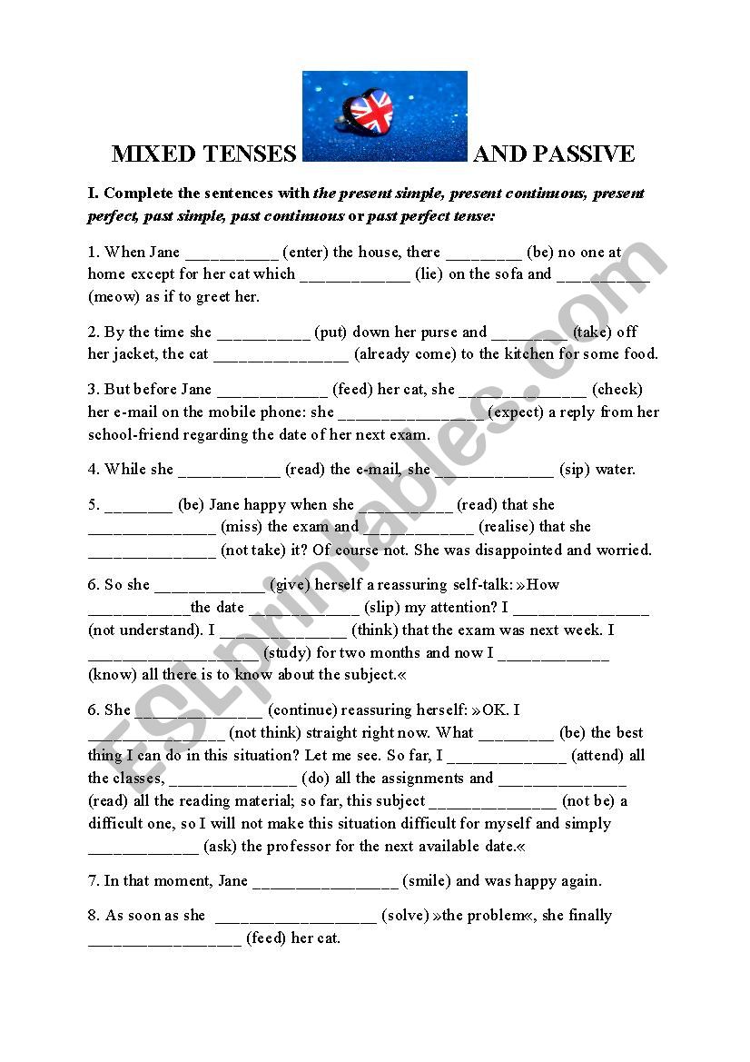 Mixed Tenses and Passive worksheet