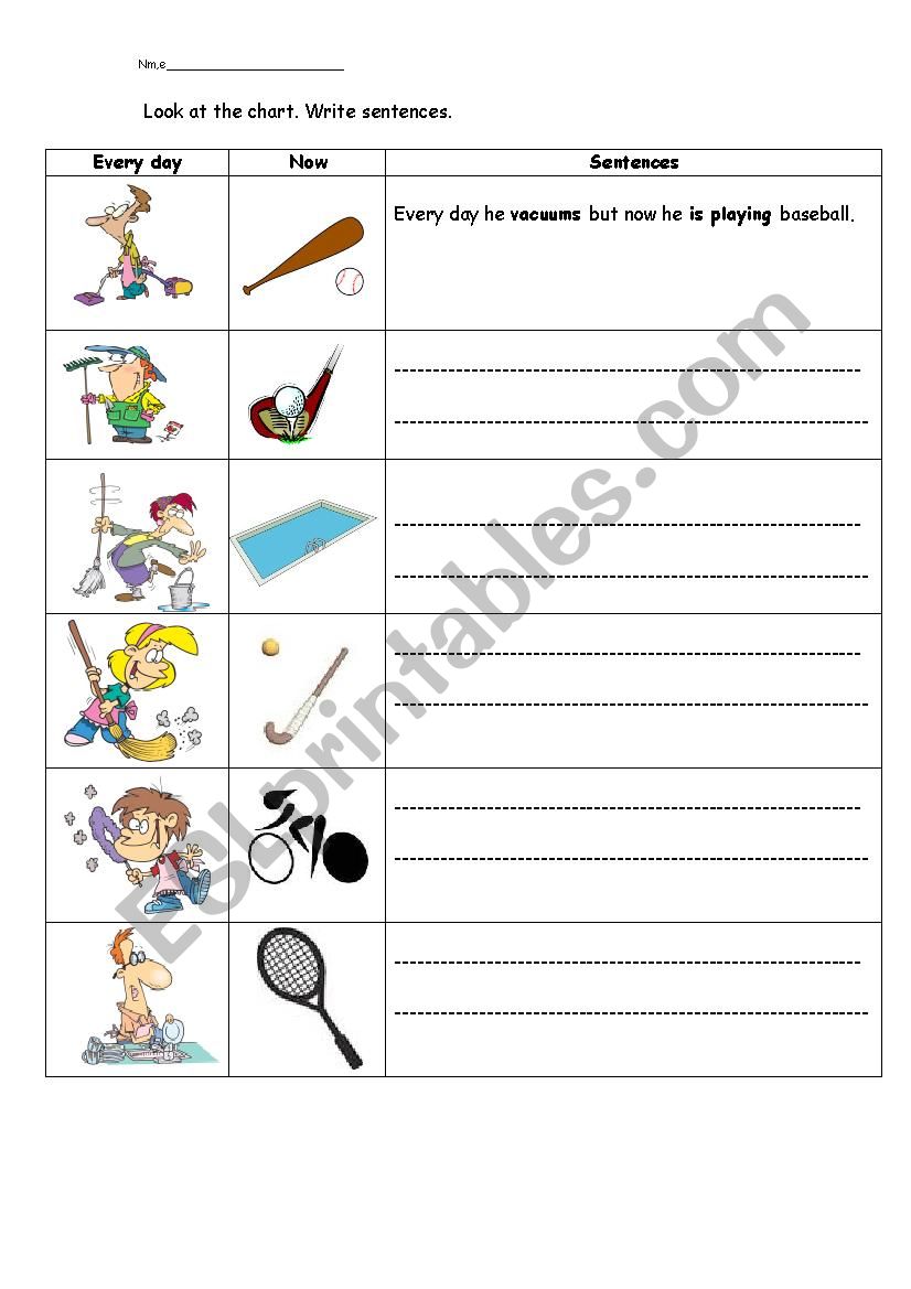 Present Simple & Continuous worksheet