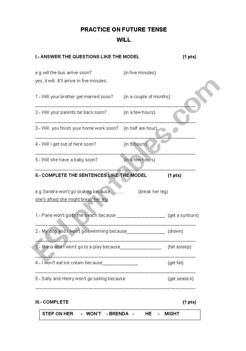 will and might worksheet