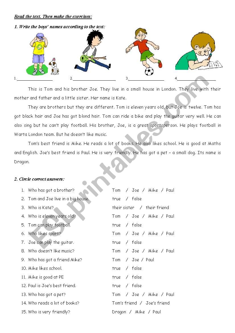 Present Simple Reading with Answers ESL Worksheet By Magda7583