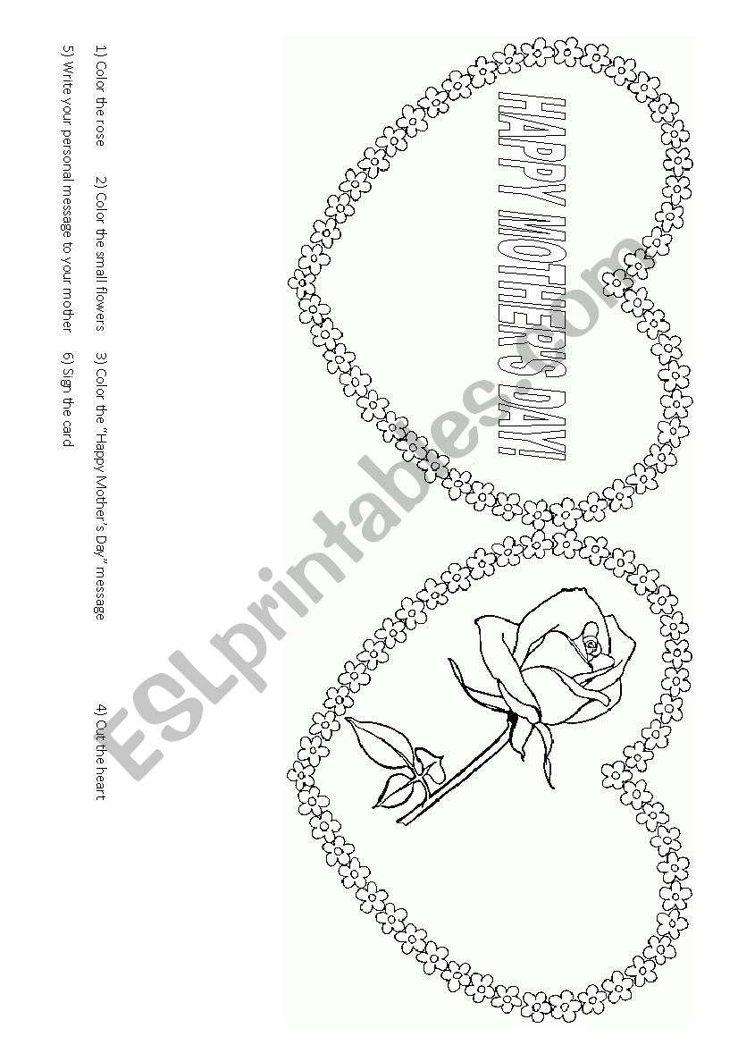 Mother´s Day Card Esl Worksheet By Chds