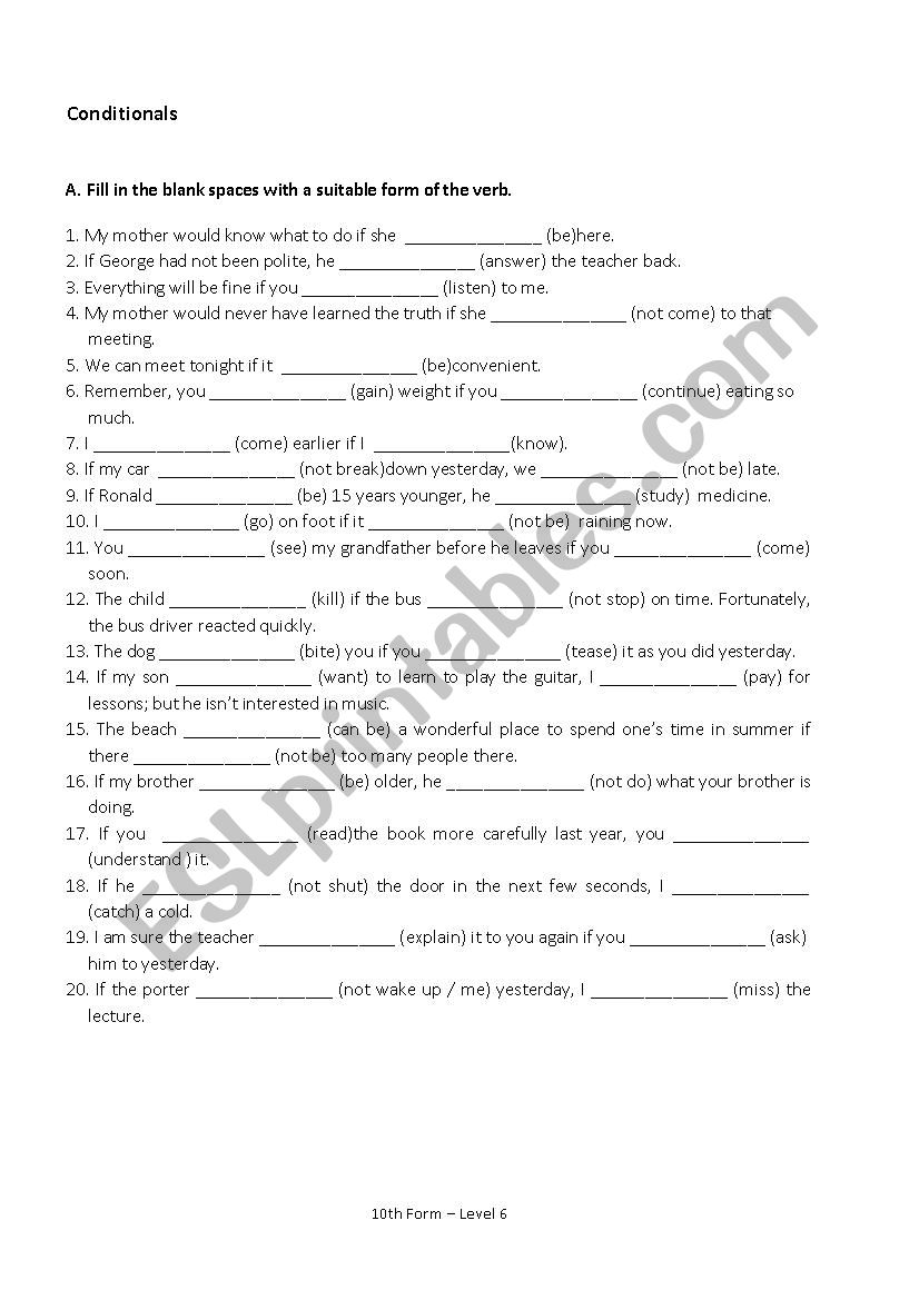 Conditionals_If_Unless_10ano worksheet