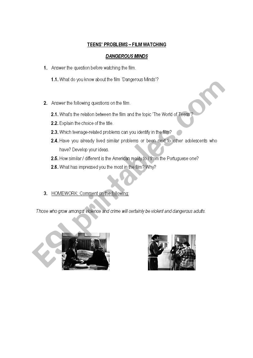 Dangerous Minds_10ano worksheet