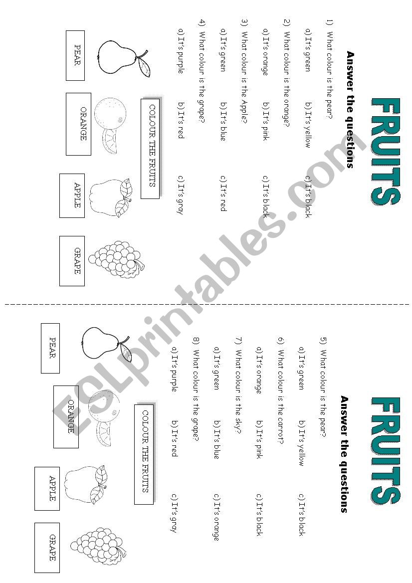 FRUITS worksheet