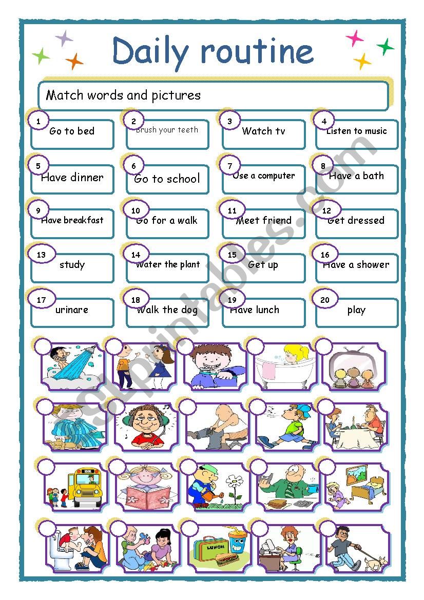 Daily Routines ESL Worksheet By Analina