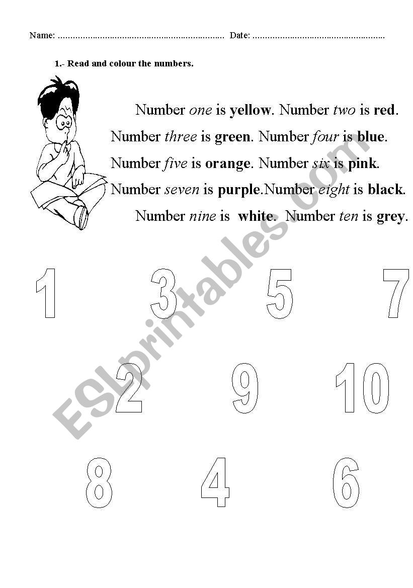 NUMBERS AND COLOURS worksheet