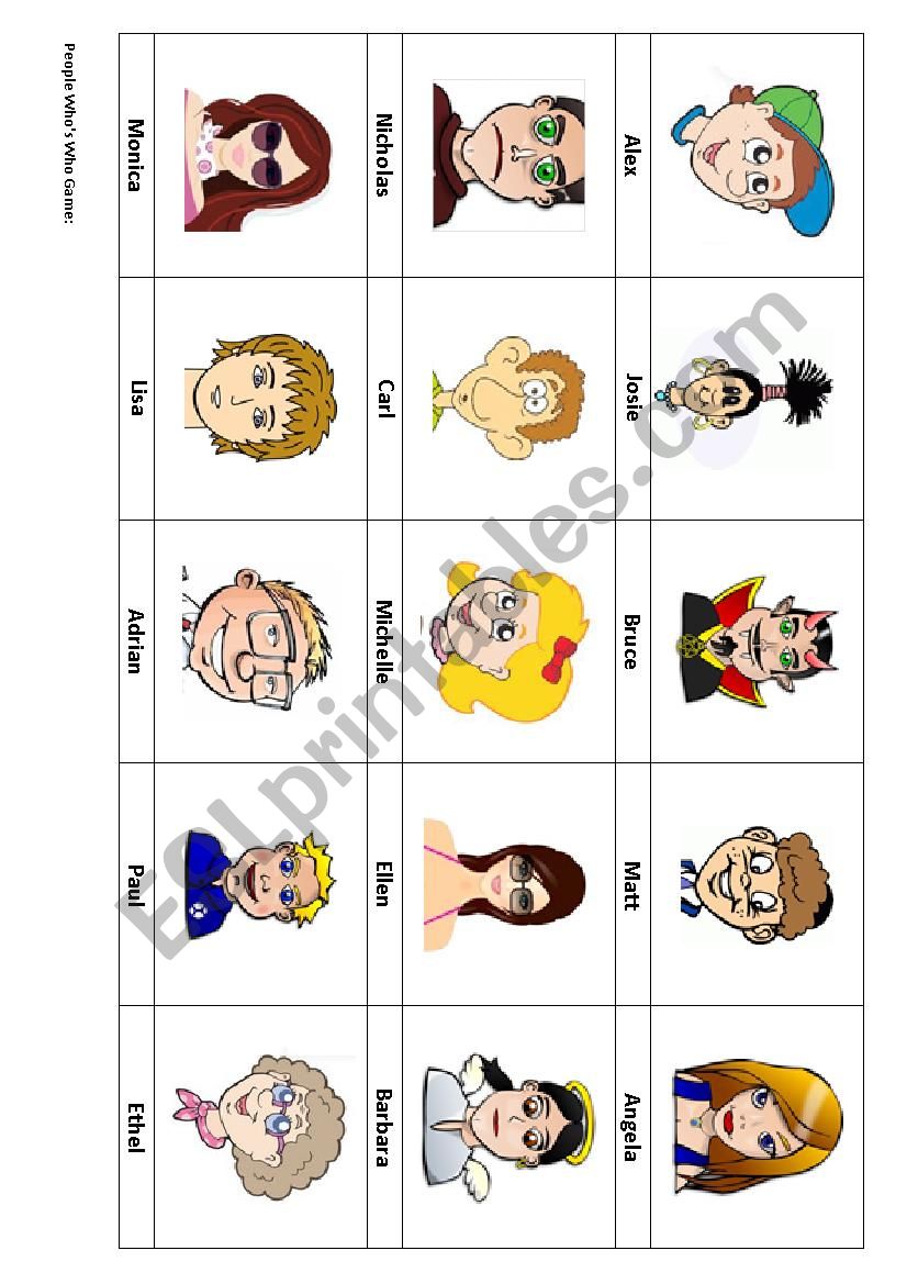 People Descriptions Who´s Who? - ESL worksheet by scoobysue