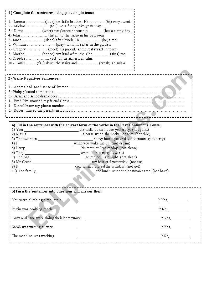 Activities worksheet