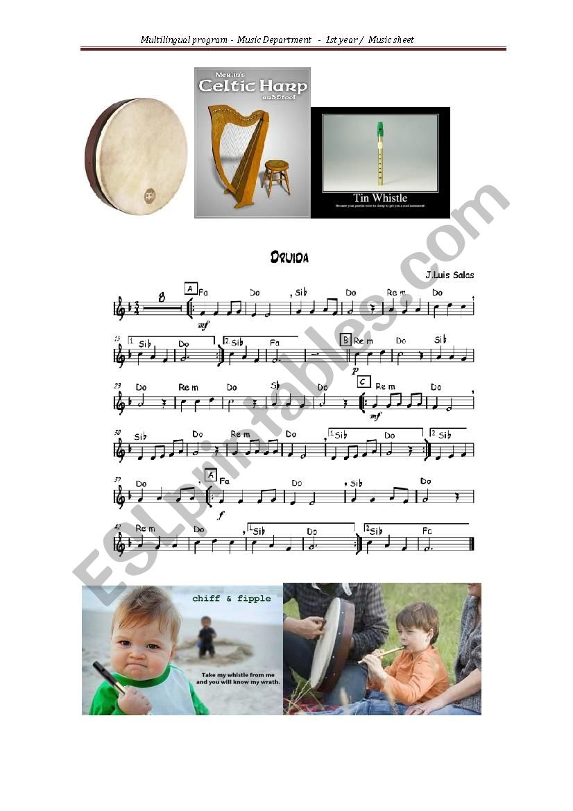 Druida Music Sheet worksheet