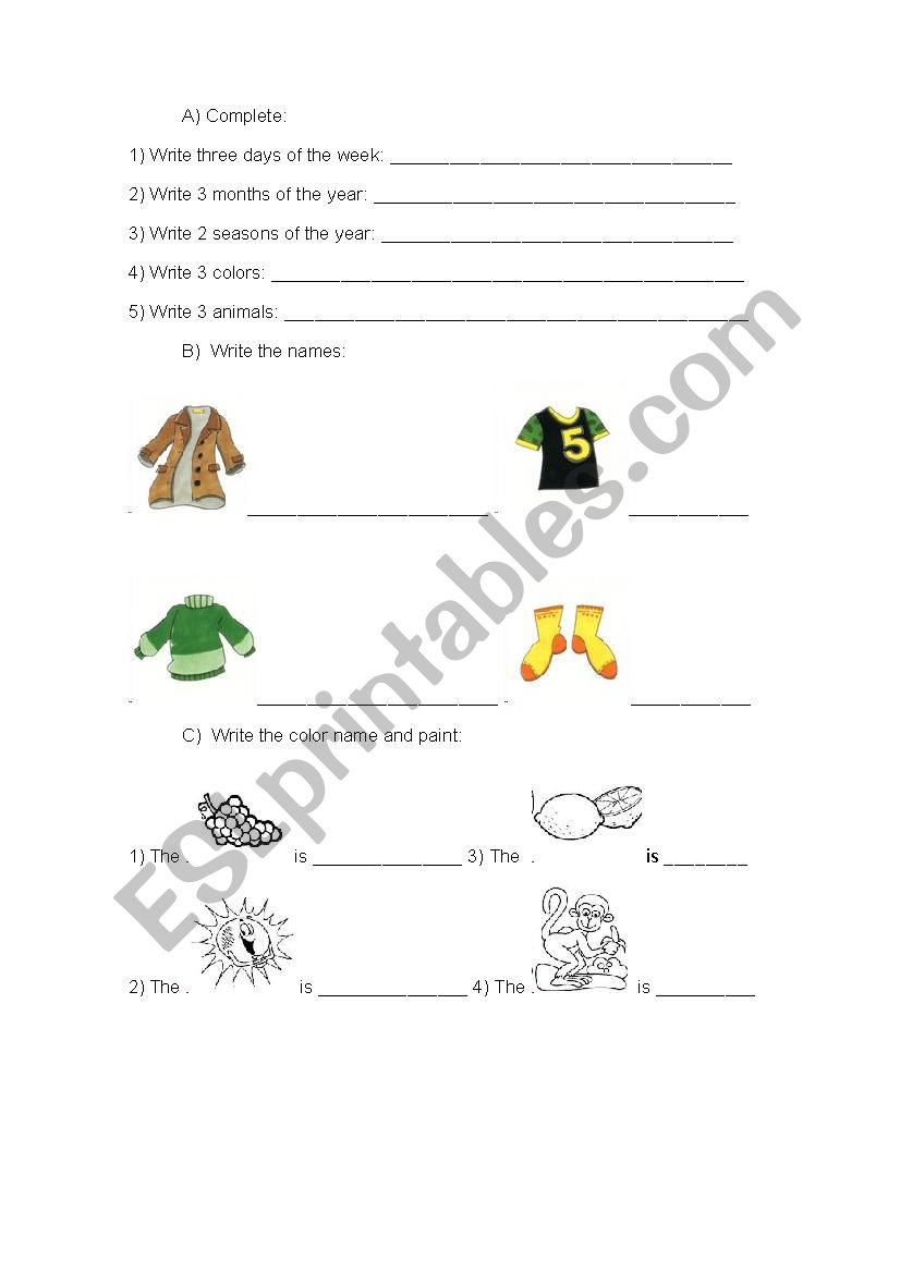 Vocabulary worksheet