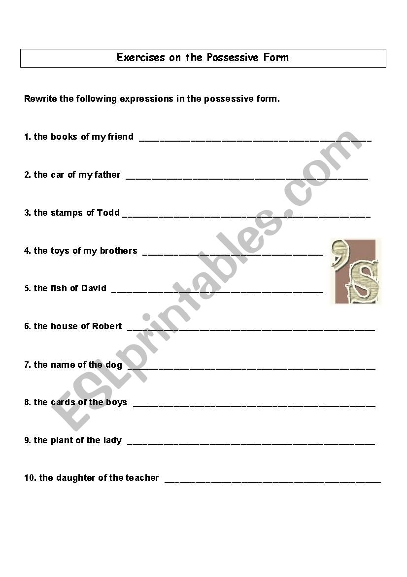 Possessive Form Practice worksheet