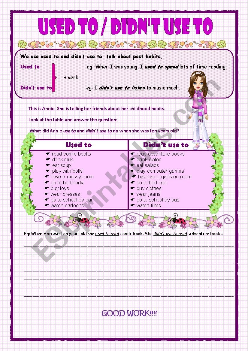 Used to/didn´t use to - ESL worksheet by ameliajesus