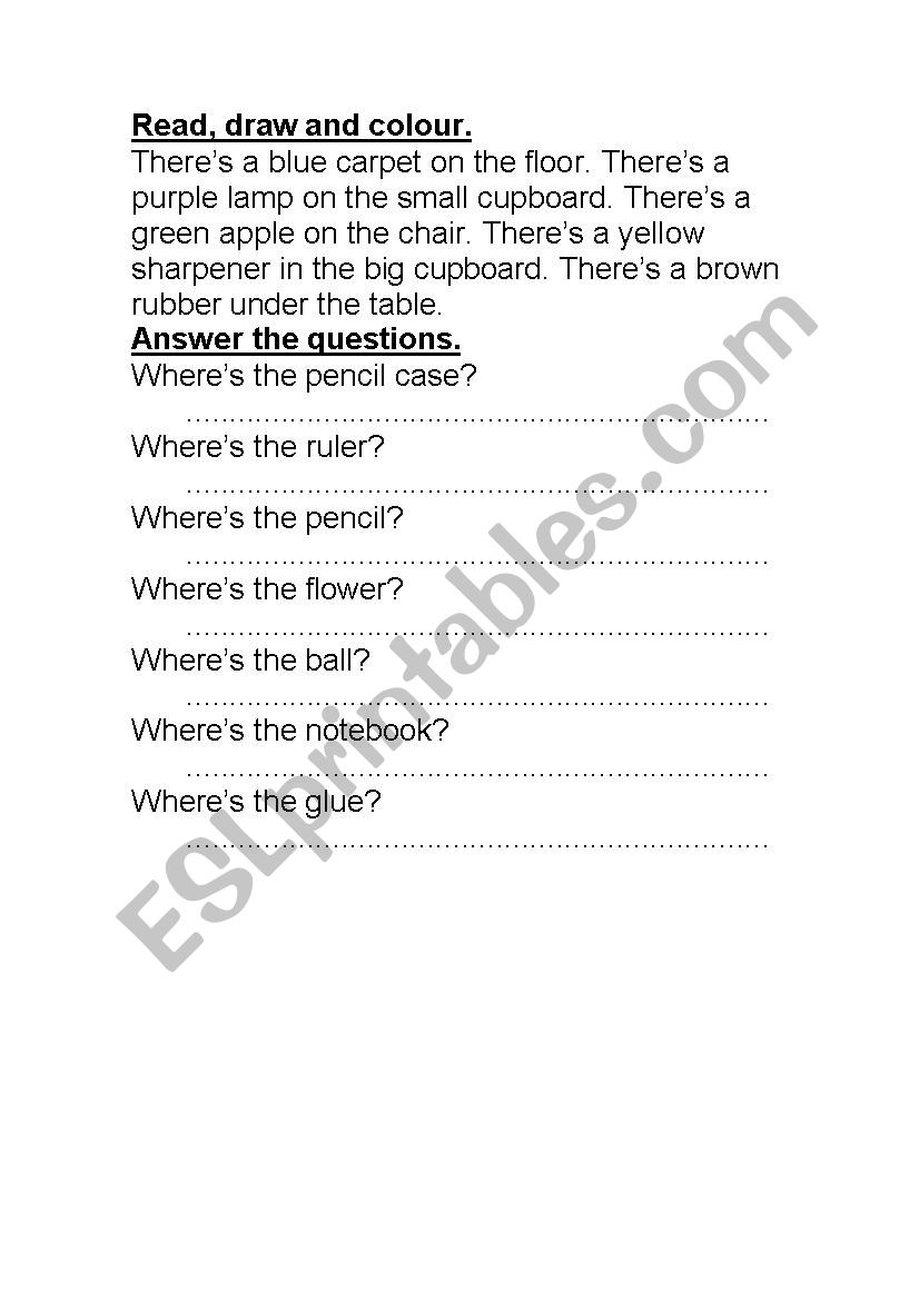 prepositions- in under on worksheet