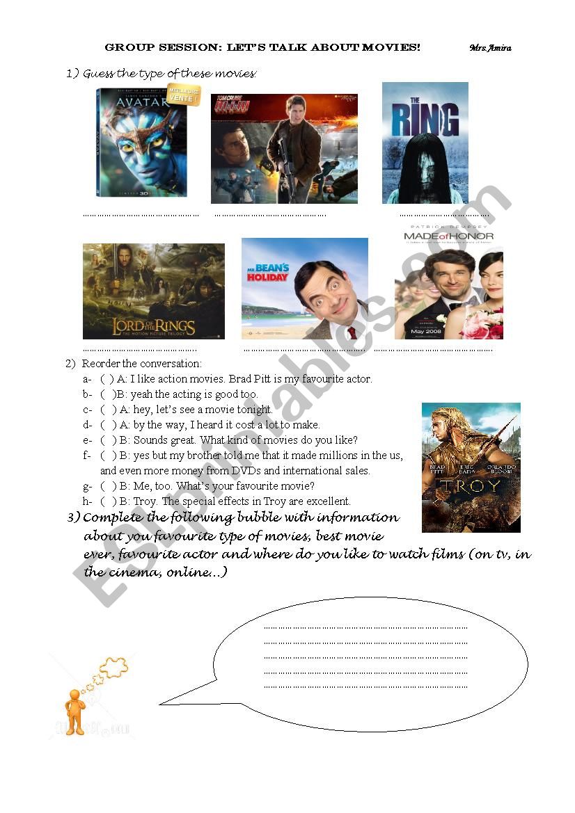 let´s talk about movies - ESL worksheet by riomer