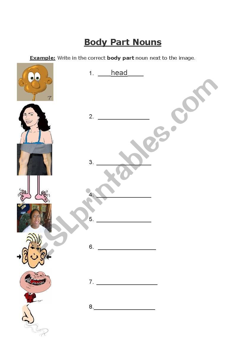 Parts of the Body Nouns worksheet