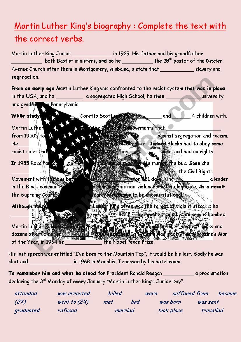 martin luther king biography esl