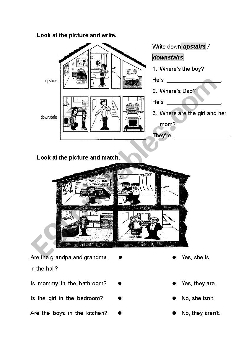 Prepositions Questions / upstairs / dowstairs