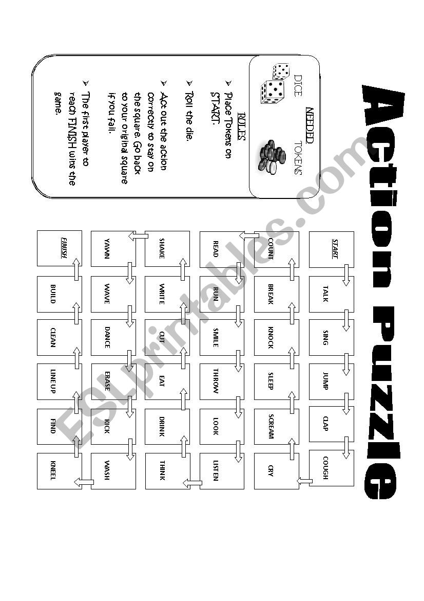 Actions Game worksheet
