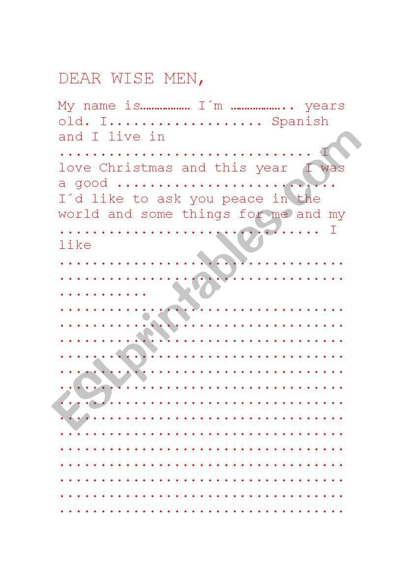 A LETTER TO THE WISE MEN worksheet