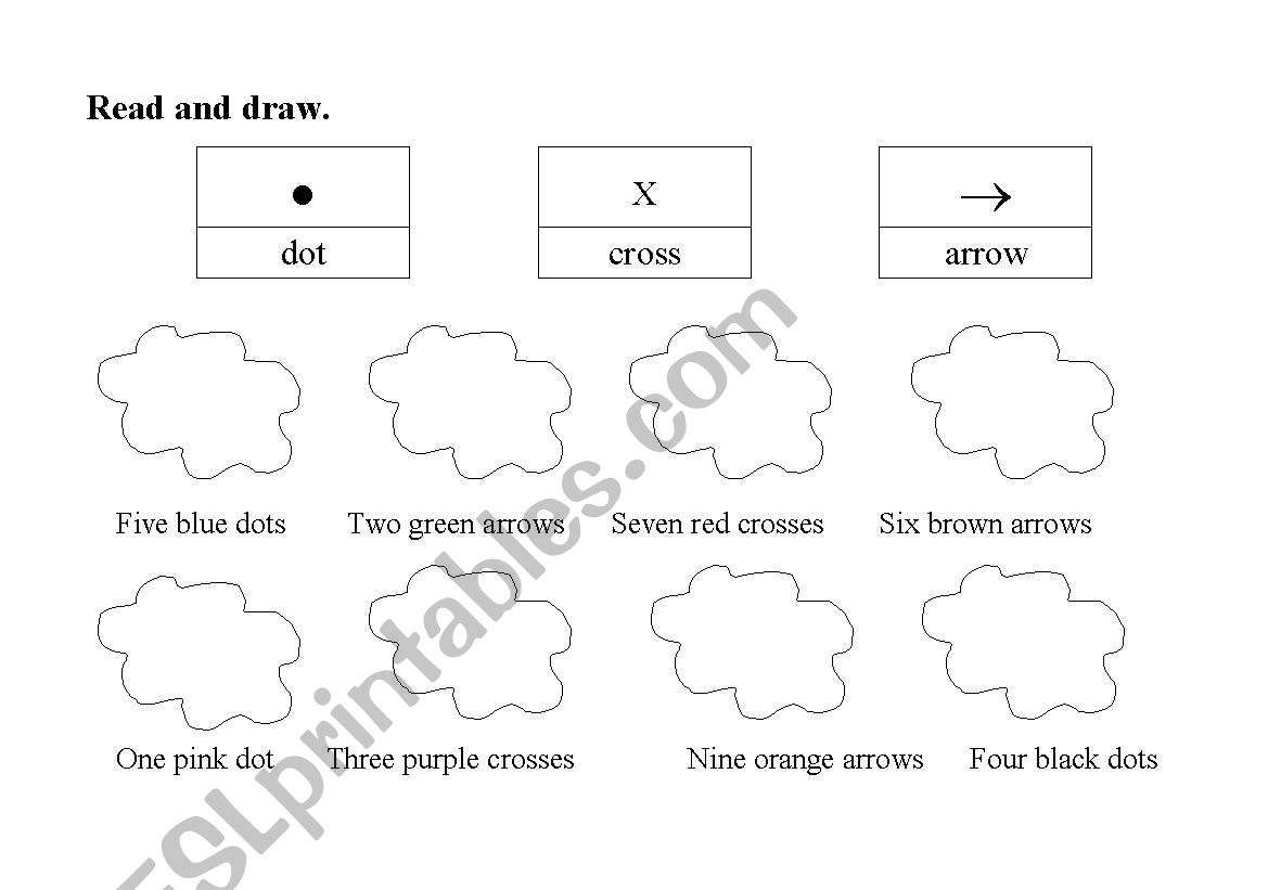 DOT, CROSS AND ARROWS worksheet